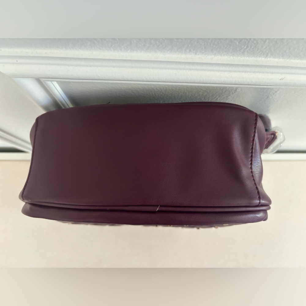 Badgley Mischka NEW Backpack Burgundy Gold Studded Hardware & Adjustable Straps - Picture 3 of 6
